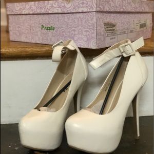 White Platform heels with Ankle Strap